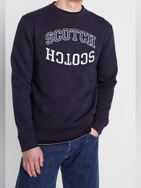Scotch & Soda Men’s Navy Blue Crewneck Pullover Sweatshirt Size L